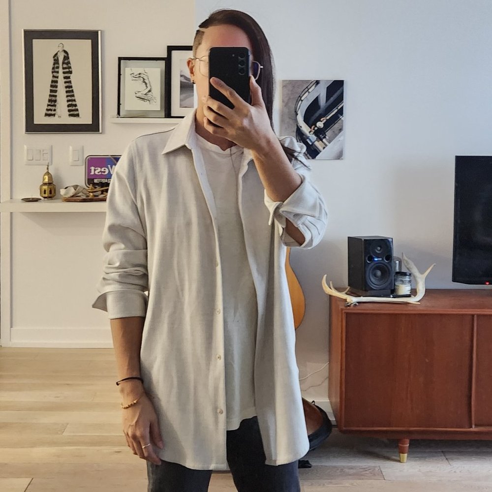 Kit and Ace Here and now button up oversized shirt Heather Whisper (cream white)
